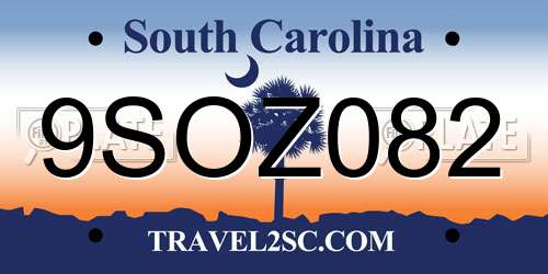 9SOZ082 South Carolina License Plate
