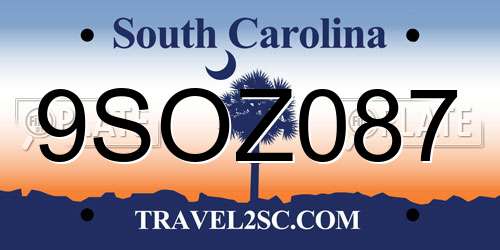 9SOZ087 South Carolina License Plate