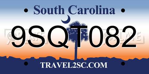 9SQT082 South Carolina License Plate