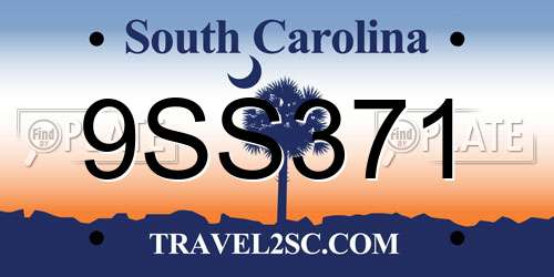9SS371 South Carolina License Plate