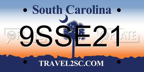 9SSE21 South Carolina License Plate