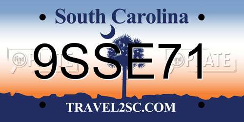9SSE71 South Carolina License Plate
