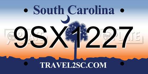 9SX1227 South Carolina License Plate