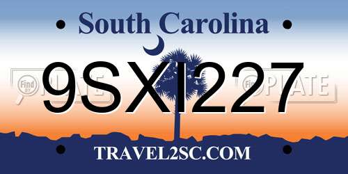 9SXI227 South Carolina License Plate