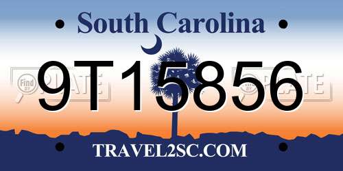 9T15856 South Carolina License Plate