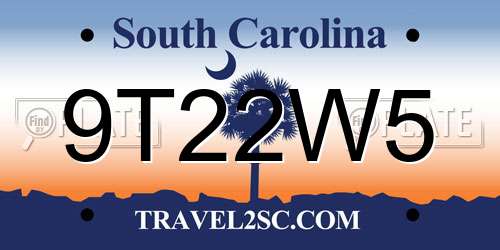 9T22W5 South Carolina License Plate