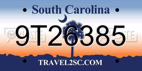 9T26385 South Carolina License Plate