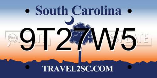 9T27W5 South Carolina License Plate