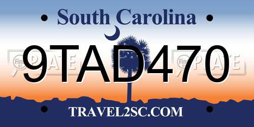 9TAD470 South Carolina License Plate