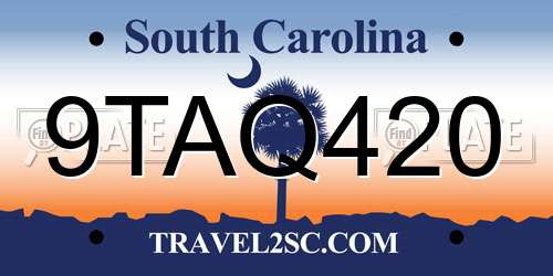 9TAQ420 South Carolina License Plate