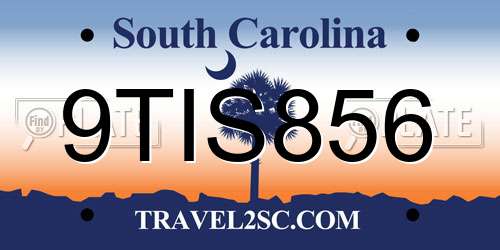 9TIS856 South Carolina License Plate