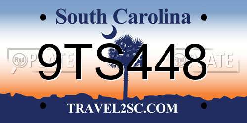 9TS448 South Carolina License Plate