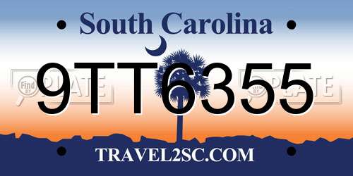 9TT6355 South Carolina License Plate