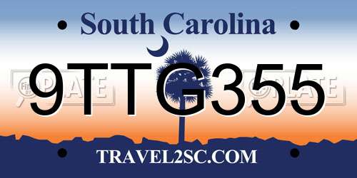 9TTG355 South Carolina License Plate