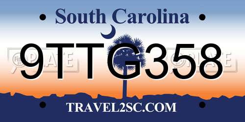 9TTG358 South Carolina License Plate