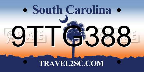 9TTG388 South Carolina License Plate