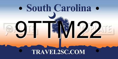 9TTM22 South Carolina License Plate