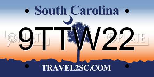 9TTW22 South Carolina License Plate