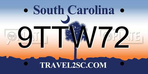 9TTW72 South Carolina License Plate