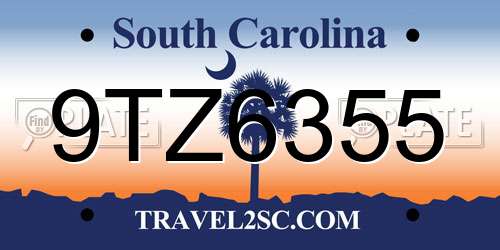 9TZ6355 South Carolina License Plate