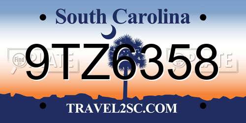 9TZ6358 South Carolina License Plate