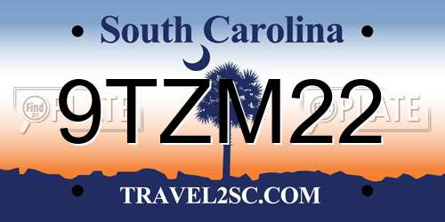 9TZM22 South Carolina License Plate