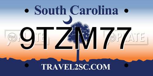 9TZM77 South Carolina License Plate