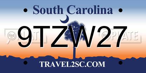 9TZW27 South Carolina License Plate