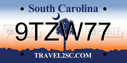 9TZW77 South Carolina License Plate