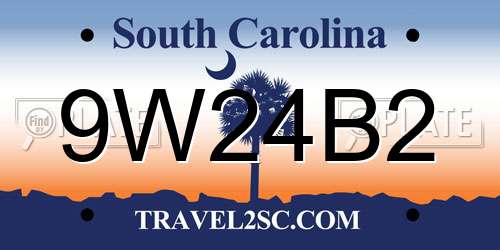 9W24B2 South Carolina License Plate