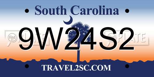 9W24S2 South Carolina License Plate