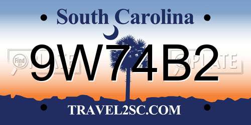 9W74B2 South Carolina License Plate