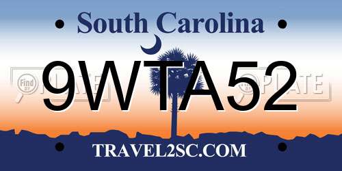 9WTA52 South Carolina License Plate