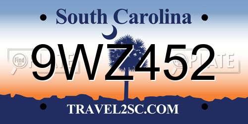 9WZ452 South Carolina License Plate