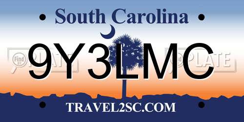 9Y3LMC South Carolina License Plate