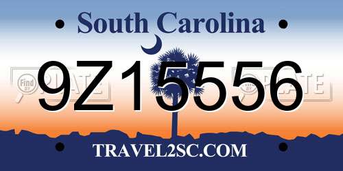 9Z15556 South Carolina License Plate