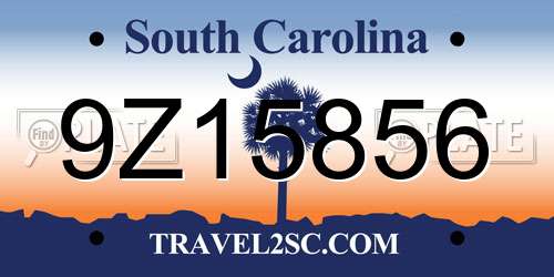 9Z15856 South Carolina License Plate