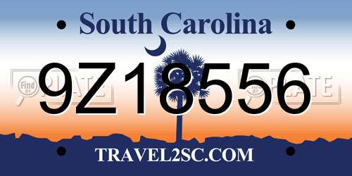 9Z18556 South Carolina License Plate