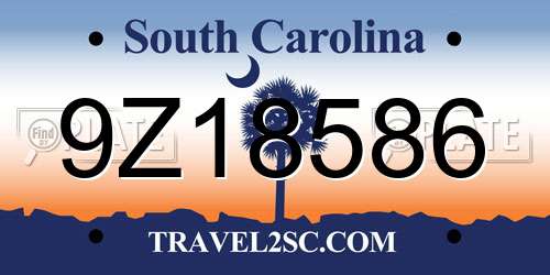 9Z18586 South Carolina License Plate