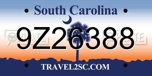9Z26388 South Carolina License Plate