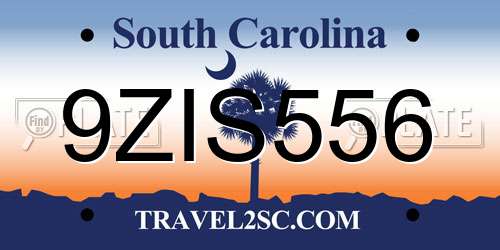 9ZIS556 South Carolina License Plate