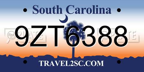 9ZT6388 South Carolina License Plate