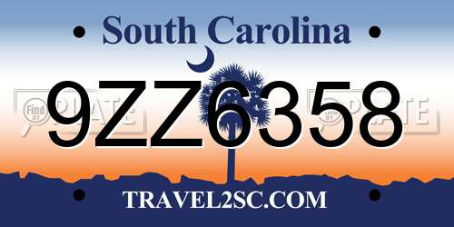9ZZ6358 South Carolina License Plate