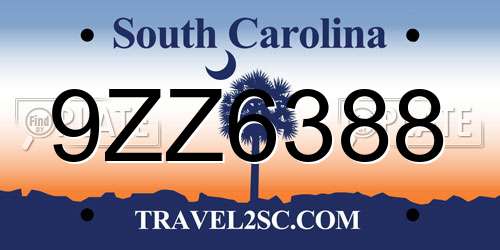 9ZZ6388 South Carolina License Plate