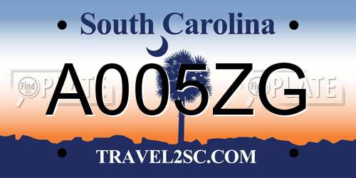 A005ZG South Carolina License Plate