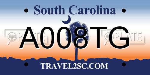 A008TG South Carolina License Plate