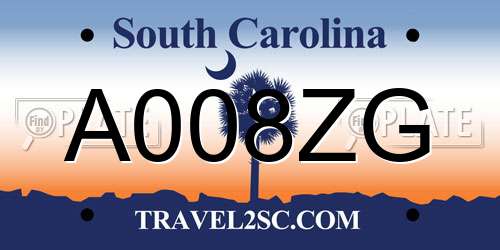 A008ZG South Carolina License Plate