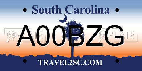 A00BZG South Carolina License Plate