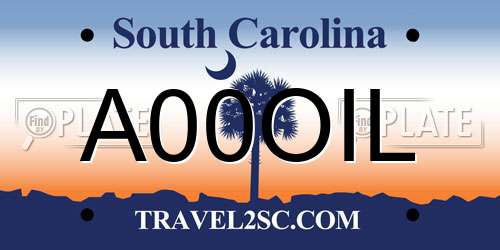 A00OIL South Carolina License Plate