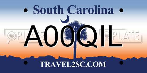 A00QIL South Carolina License Plate